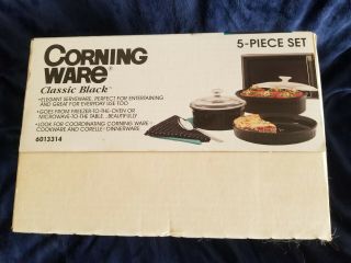 Vintage Corning Ware 5 Piece Casserole Set Classic Black 3