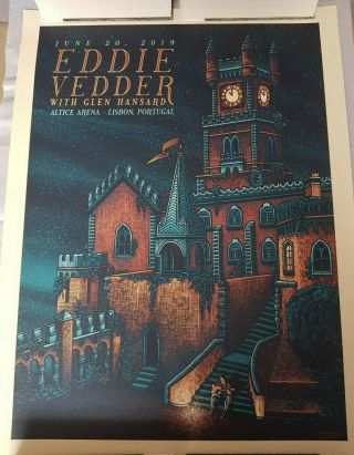 Eddie Vedder - Lisbon Portugal Show Poster 2019 Tour Pearl Jam Luke Martin