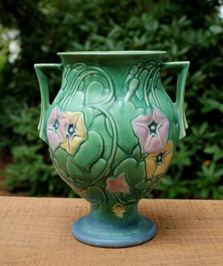 Roseville Pottery Large Morning Glory Vase Green,  Vintage Ohio Collectible