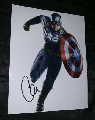 Marvel Captain America Chris Evans Rare Autographed 8x10 Promo Photo W/ Proof