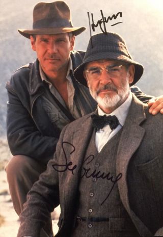 Harrison Ford & Sean Connery Signed Autographed 6x8 Indiana Jones Photo,