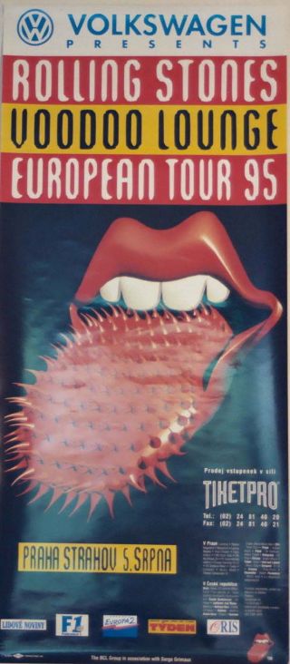 Rolling Stones Concert Tour Poster 1995 Voodoo Loung Prague Mick Jagger