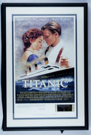 Framed Titanic Movie Poster Limited Edition 1041 of 2500 With Film Cell 12x8.  5 2
