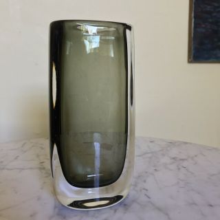 Stunning 1950s Orrefors " Dusk " Art Glass Vase Nils Landberg Midcentury Mcm