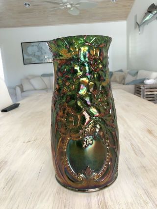 Fenton Glass Carnival Glass Vase Msrp $199 Green Tone