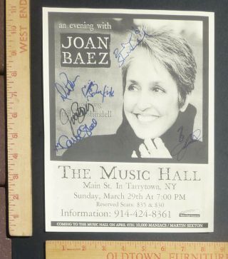 Joan Baez Band Autographed Concert Handbill Tarrytown York 1998
