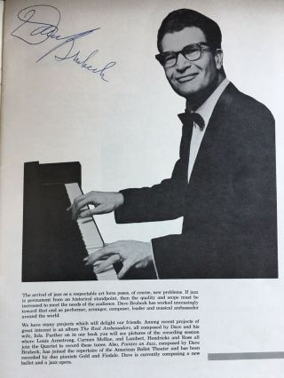 Dave Brubeck Quartet Autographed Program - World Tour 1962 2