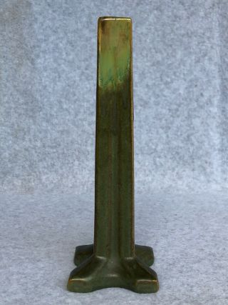 Fulper Pottery No.  406 Twig Stick Bud Vase 8 & 3/8 " Green Flambe Verte Antiq Ex