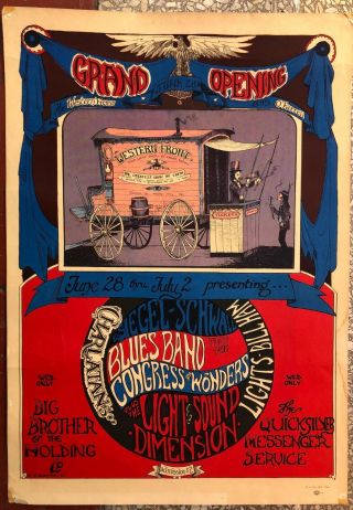 1867 Janis Joplin Western Front Grand Opening Concert Poster Aor 2.  203