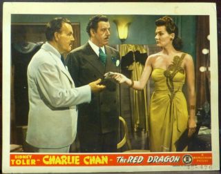 Charlie Chan Sidney Toler 1940s Lobby Card Red Dragon Detective