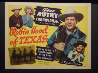 Gene Autry Robin Hood Of Texas 1947 Title Lobby Card Fine Western
