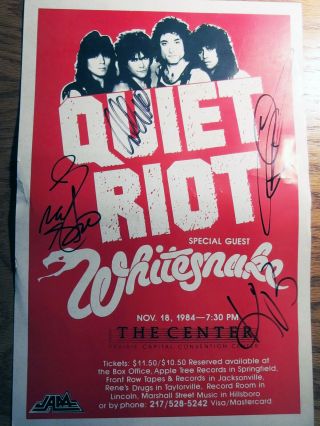 Quiet Riot Autographed Signed Concert Poster Dubrow,  Cavazo,  Sarzo,  Banali