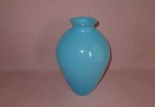 Steuben Art Glass Carder Era Large Blue Jade Turquoise Bulbous Vase 11 1/4 "