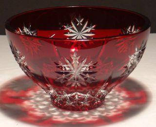 Waterford Snow Crystal 6 " Bowl Ruby Red Made In Hungary