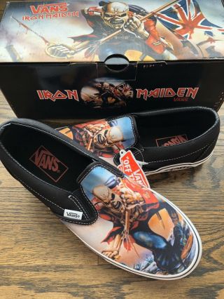 Iron Maiden The Trooper Vans Classic Slip On Shoes Skate Sneakers 8 / 9.  5 Rare
