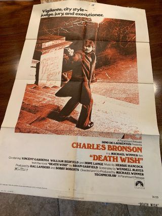 Charles Bronson Death Wish 1974 One - Sheet 27x41 Movie Poster Folded