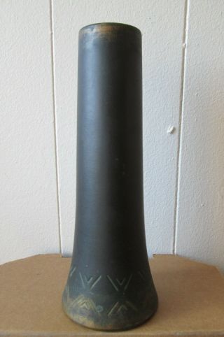 Rare Antique Old Arts And Crafts Signed Norse Black Art Pottery Vase Number 43