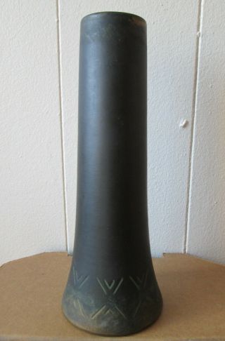 RARE Antique old ARTS and Crafts Signed NORSE Black ART POTTERY VASE Number 43 5