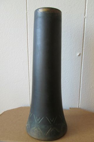 RARE Antique old ARTS and Crafts Signed NORSE Black ART POTTERY VASE Number 43 6