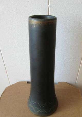 RARE Antique old ARTS and Crafts Signed NORSE Black ART POTTERY VASE Number 43 7
