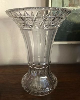 Large Vintage Signed Hawkes Cut Glass 10.  25 " Vase