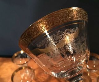 Vintage Gold Rim Crystal Stemware Set Of 9