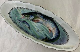 Antique Limoges China Fish Platter Tray 21 " Long