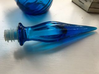 Vintage Swirl Blue Empoli Glass Decanter Genie Bottle Italy 1960s MCM 22.  5” 4