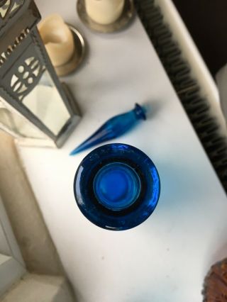 Vintage Swirl Blue Empoli Glass Decanter Genie Bottle Italy 1960s MCM 22.  5” 8