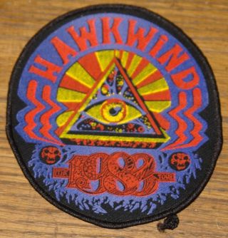Hawkwind Vintage Cir 1988 Embroidered Woven Cloth Sewing Sew On Patch
