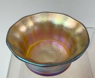 Signed L.  C.  T.  Tiffany Iridescent Gold Favrile Art Glass Salt Dish 2