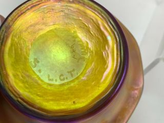 Signed L.  C.  T.  Tiffany Iridescent Gold Favrile Art Glass Salt Dish 3