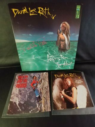 DAVID LEE ROTH SIGNED CRAZY FROM THE HEAT VINTAGE VINYL LP - Backstage pass,  45rpm 6