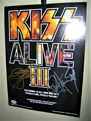 Kiss Paul Stanley & Gene Simmons Signed Alive Iii Ad Page Shot Hit Parader Cool