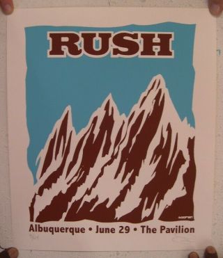 Rush Poster Silkscreen Mountains The Pavilion Albuquerque June 29
