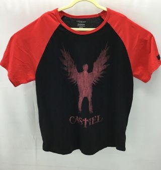 Supernatural Culturefly Exclusive Castiel Baseball Tee Shirt Black/red