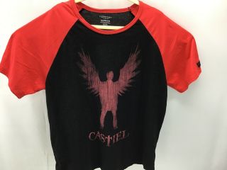 Supernatural CultureFly Exclusive Castiel Baseball Tee Shirt Black/Red 2