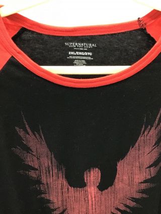Supernatural CultureFly Exclusive Castiel Baseball Tee Shirt Black/Red 5