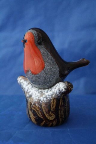 Langham Glass Hand - Made Crystal Winter Robin Bird / Boxed