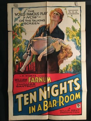 10 Ten Nights In A Bar Room Rare 1931 One Sheet Movie Poster William Farnum
