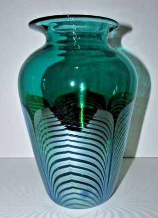 Signed Correia Pulled Feather Studio Art Glass Vase 3