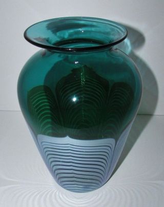 Signed Correia Pulled Feather Studio Art Glass Vase 4