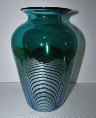 Signed Correia Pulled Feather Studio Art Glass Vase 7