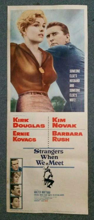 " Strangers When We Met " Kirk Douglas,  Kim Novak Movie Poster,  1960