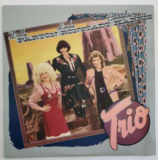Emmylou Harris Signed Trio Vinyl Record Lp Country Folk Dolly & Linda Legend Rad