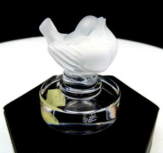 LALIQUE FRANCE SIGNED FROSTED CRYSTAL BIRD HEAD UP 2 1/8 