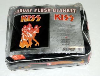 Kiss Band 1976 Group Pose Queen Size Luxury Plush Blanket 2008 In Bag Gene