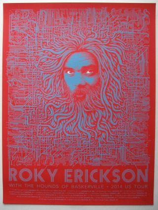 Signed Roky Erickson 13th Floor Elevators Red 2014 Tour Poster Mishka Westell