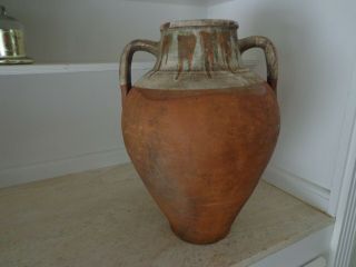 Antique 19th Century Terracotta Redware French Confit Pot With Manganese Glaze