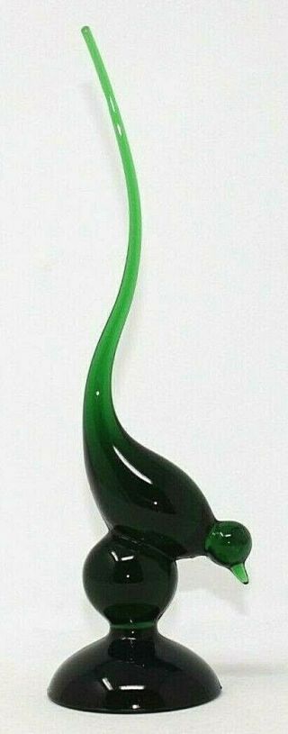 Vintage Viking Epic Line Long - Tailed Glass Bird 1311,  Emerald Green 9 1/2 " Epoc